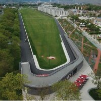Luftbild mit Grünraum, Wohnen und öffentlicher Nutzung