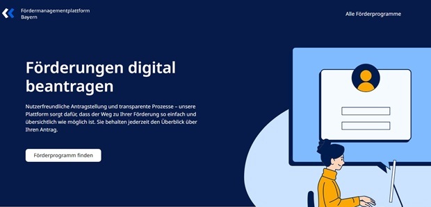 Startseite der Fördermanagementplattform