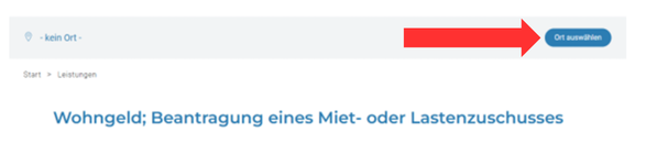 Screenshot Infoseite Beantragung Miet- oder Lastenzuschuss